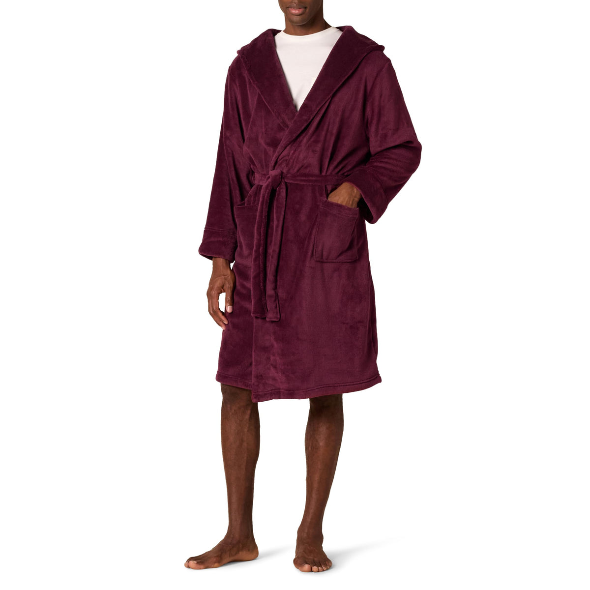 Amazon Essentials Men's Mid-Length Plush Bathrobe