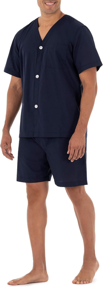 Fruit of the Loom Men's Broadcloth Short Sleeve Pajama Set