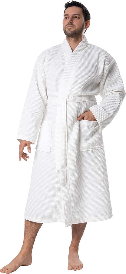 BAGNO MILANO 100% Turkish Cotton Waffle Men's Bathrobe, Soft Spa & Hotel