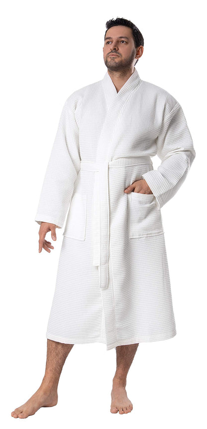 BAGNO MILANO 100% Turkish Cotton Waffle Men's Bathrobe, Soft Spa & Hotel