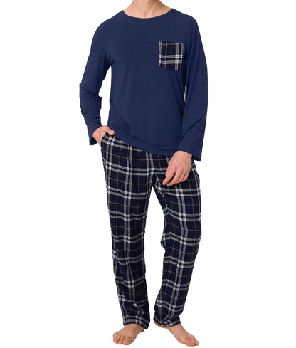 BAMBOO COOL Men's Pajama Set Long Sleeve PJs with Pants & Pockets