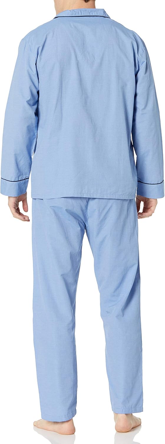 Hanes Men's Long Sleeve Leg Pajama Gift Set, Blue, X-Large, Medium Blue Solid, X-Large