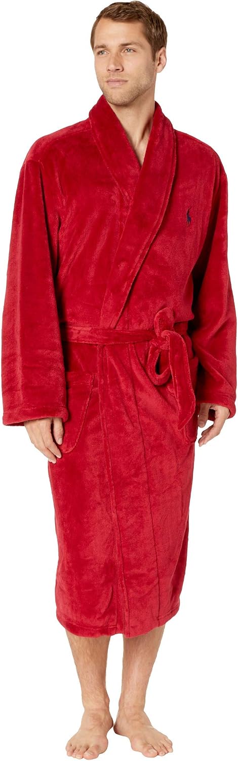 POLO RALPH LAUREN Microfiber Plush Long Sleeve Shawl Collar Robe