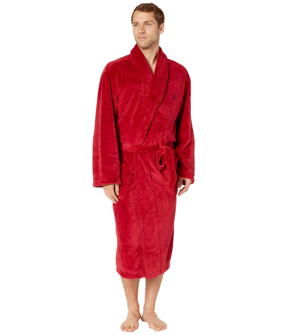 POLO RALPH LAUREN Microfiber Plush Long Sleeve Shawl Collar Robe