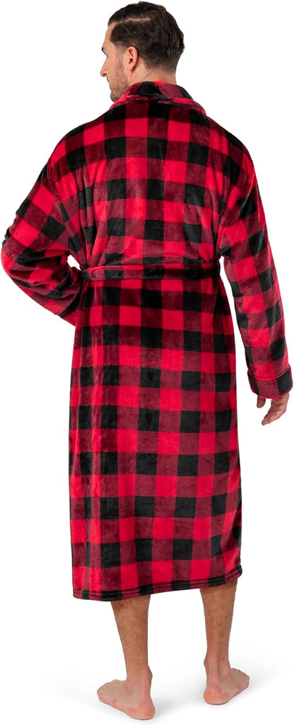 PAVILIA Mens Fleece Robe, Warm Bathrobe with Shawl Collar, Pockets & Belt