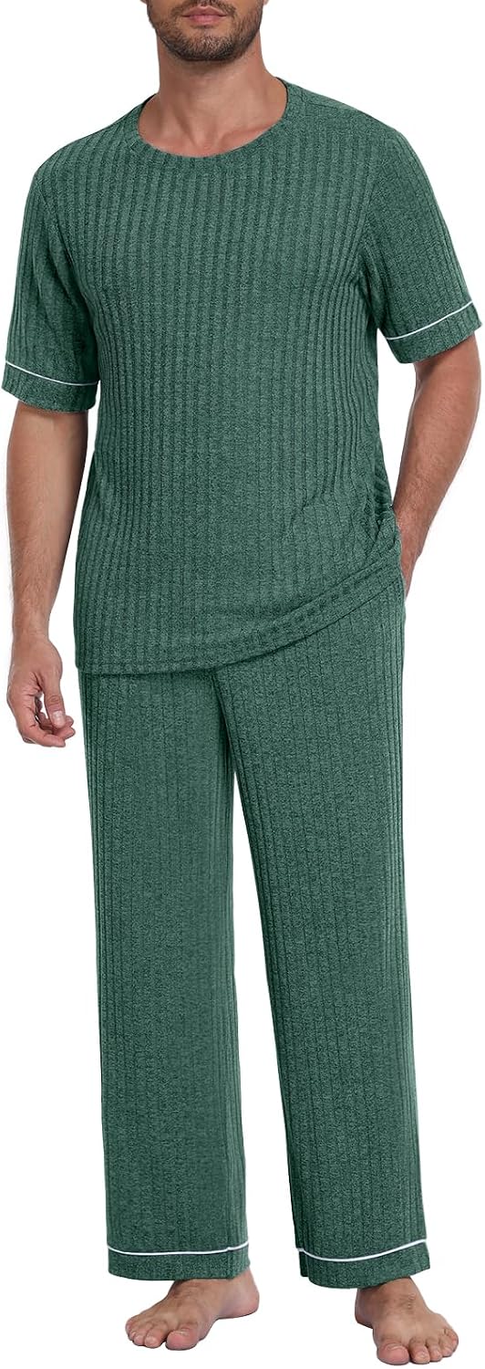 Mens Pajamas Sets Lightweight Lounge Set Soft Sleepwear Pjs S-3XL