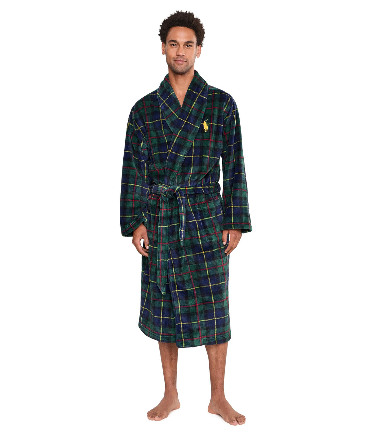 POLO RALPH LAUREN Microfiber Plush Long Sleeve Shawl Collar Robe