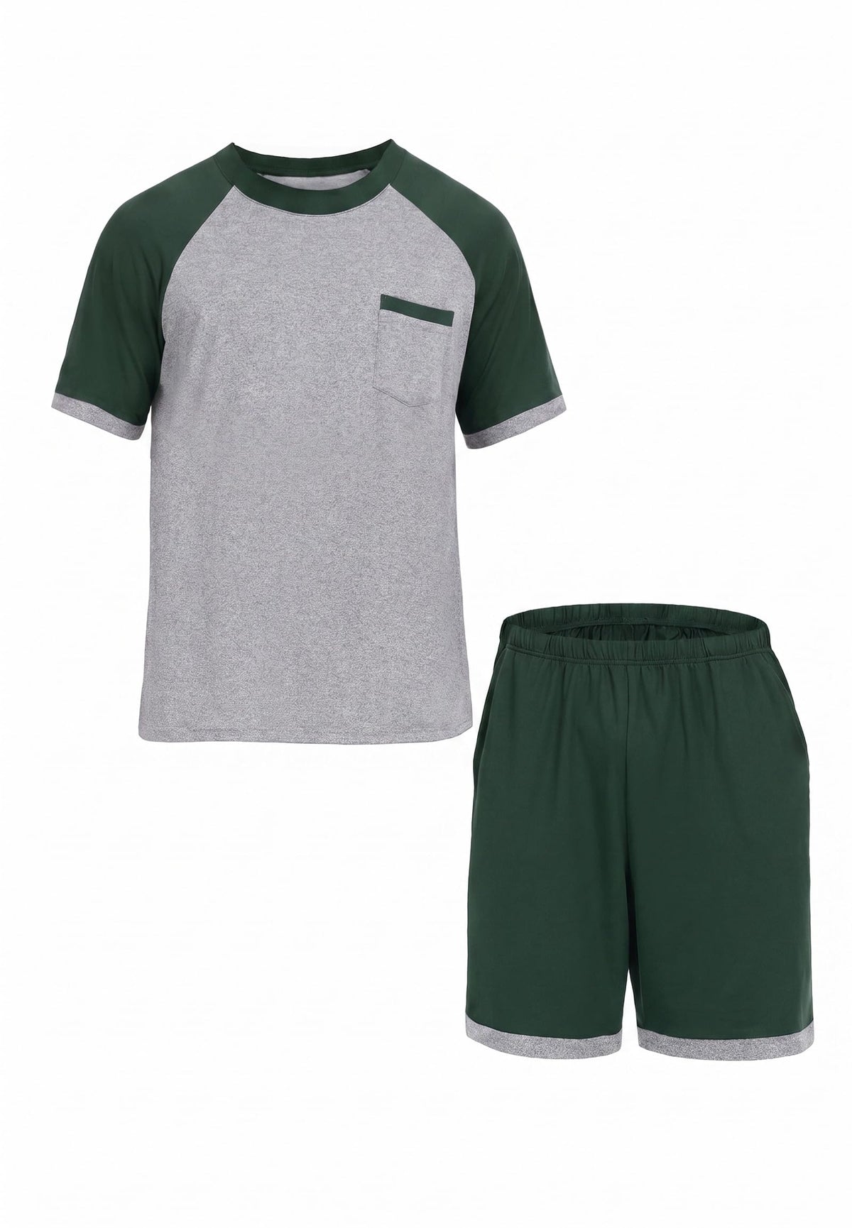 Mens Pajamas Set Shirt and Shorts Lightweight Summer Sleepwear