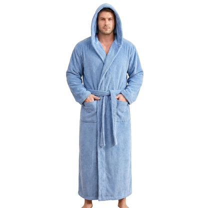 PJGGZ Bathrobes for Men Full Length - Soft Absorbent Long Towel Robes with Hood (Available for Big and Tall)