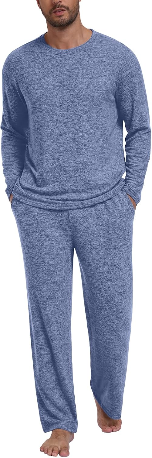 Yincro Mens Pajama Sets Soft Comfy Sleepwear Casual Loungewear with Pockets