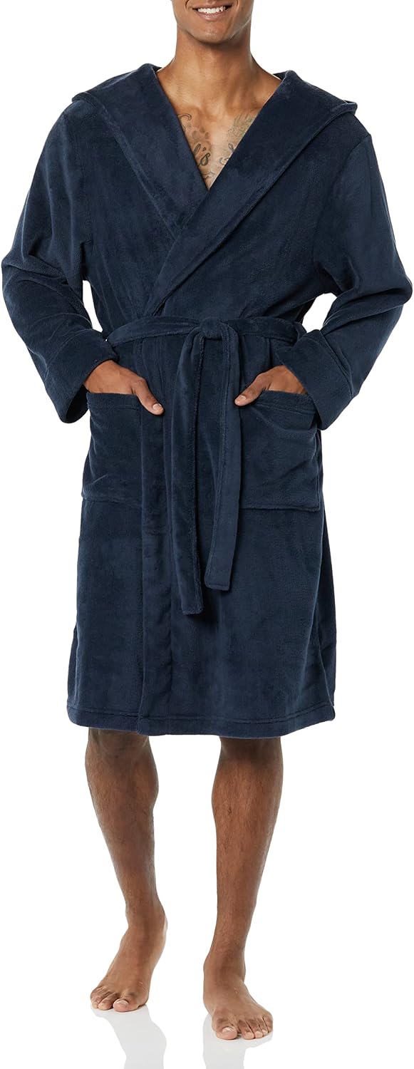 Amazon Essentials Men's Mid-Length Plush Bathrobe