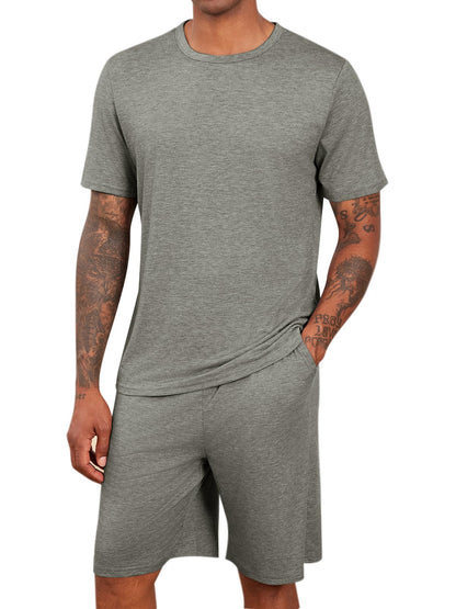 Runcati Mens Pajama Sets Short Sleeve Shirt and Shorts 2 Piece Outfits