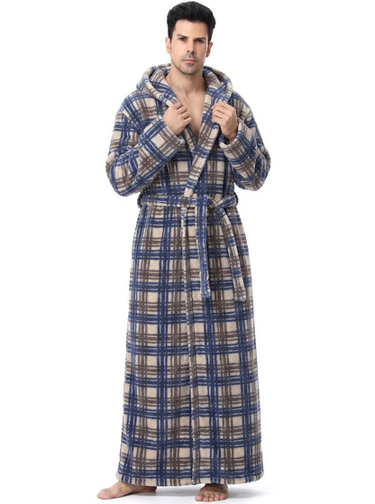 Artfasion Plush Mens Robe with Hooded: Fluffy Long Spa Bathrobe for House