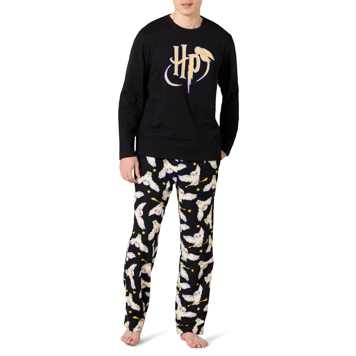 Amazon Essentials Men's 100% Cotton Flannel Pant and Long-Sleeve T-Shirt Pajama Set