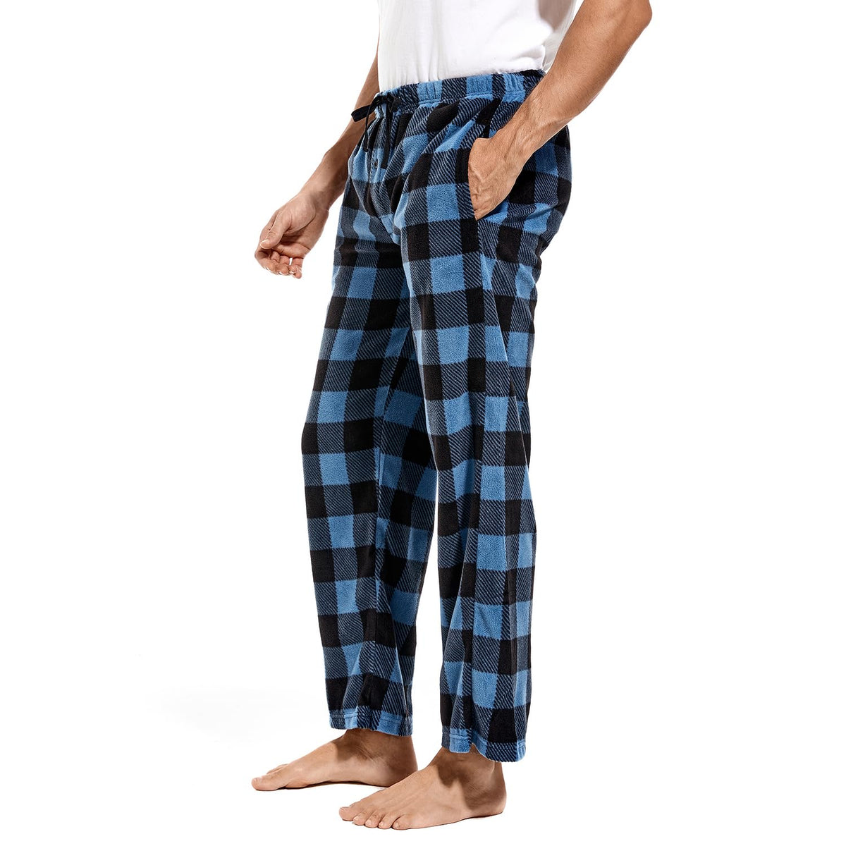 DG Hill 1Pack or 3Pack Mens PJ Pajama Pants Bottoms Fleece Lounge Pants Sleepwear Plaid PJs with Pockets Microfleece