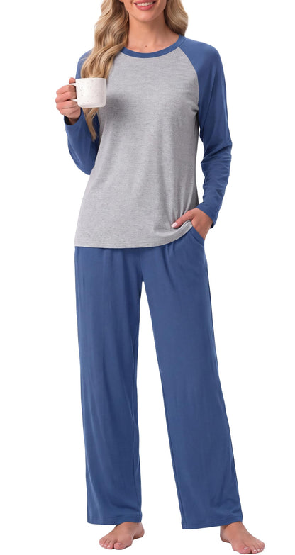 PrinStory Men's Pajama Sets Loungewear Sleepwear Pjs Lightweight Long Sleeve Shirts and Bottoms Soft Comfy Sleep Sets S-4XL