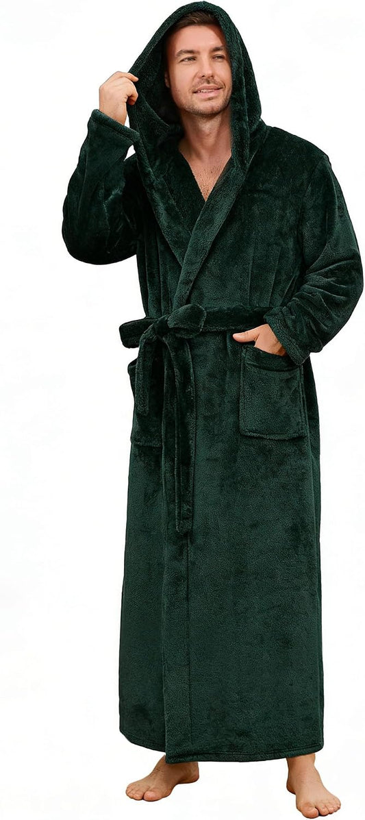U2SKIIN Mens Robe with Hood, Full Length Thick Plush Big & Tall Bathrobe