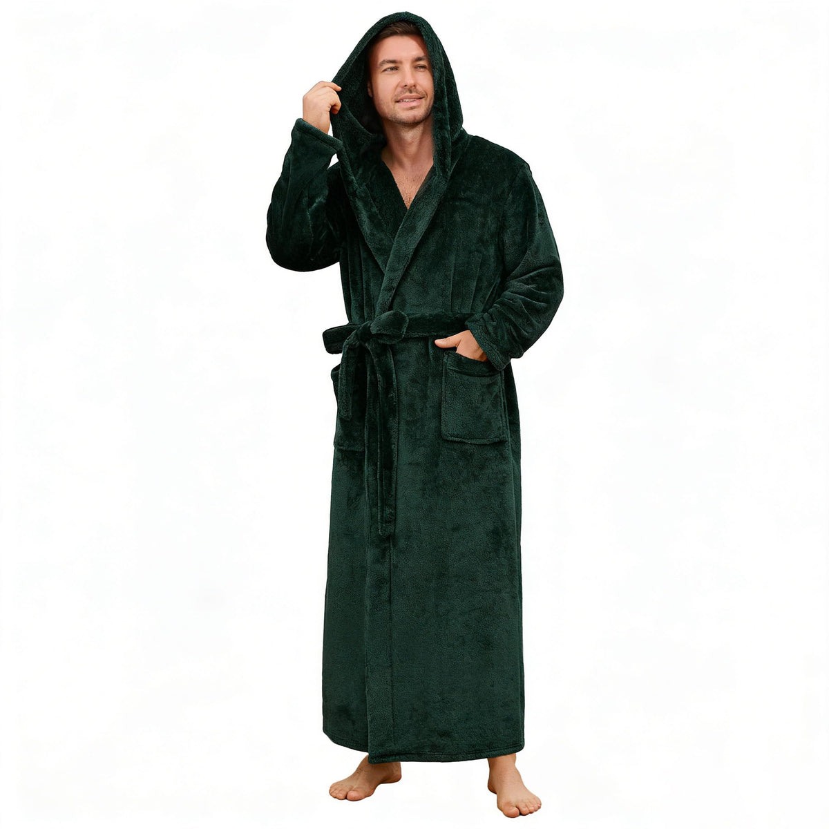 U2SKIIN Mens Robe with Hood, Full Length Thick Plush Big & Tall Bathrobe