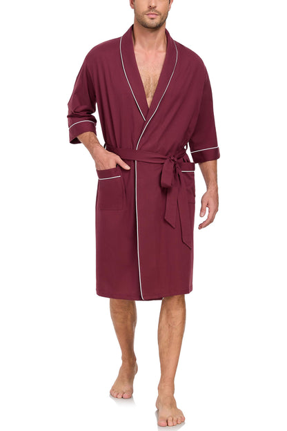 COLORFULLEAF Men's 100% Cotton Robe Lightweight Summer Short Bathrobe