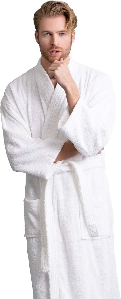 Men's Kimono Bathrobe, 100% Turkish Cotton Terry, Absorbent
