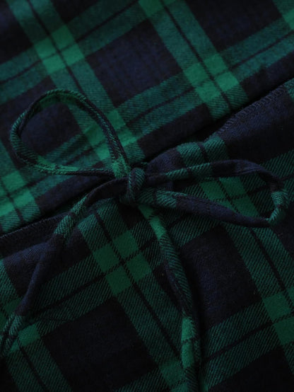 Latuza Men's Cotton Flannel Long Robe Full Length Plaid Bathrobe