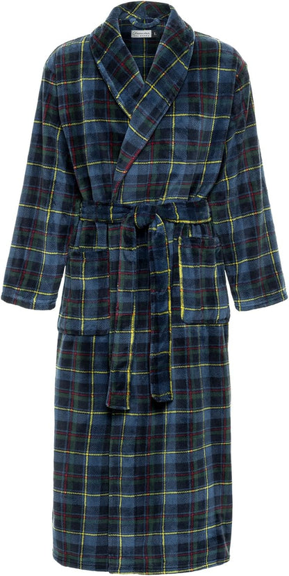 Men's Plush Fleece Robe, Warm Full Length Bathrobe, Big & Tall