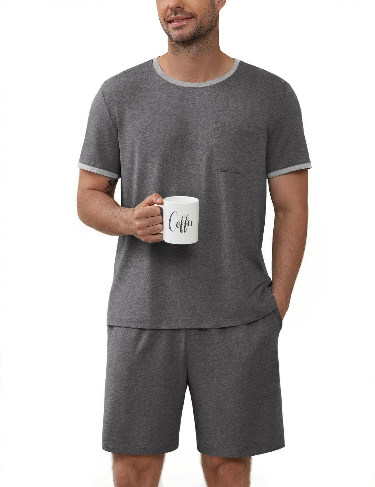 Ekouaer Mens Pajamas Sets Shorts Soft Short Sleeve Pjs