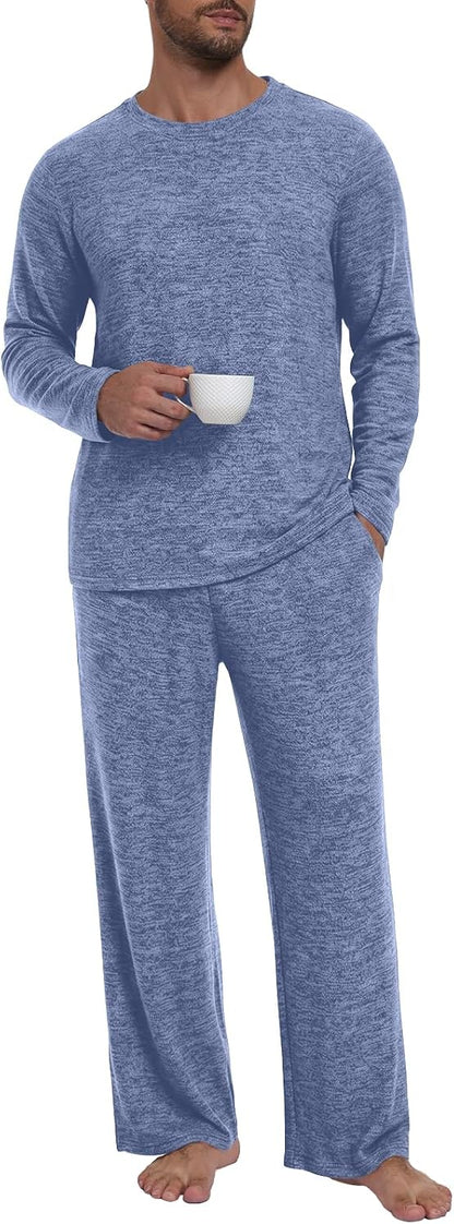 Yincro Mens Pajama Sets Soft Comfy Sleepwear Casual Loungewear with Pockets