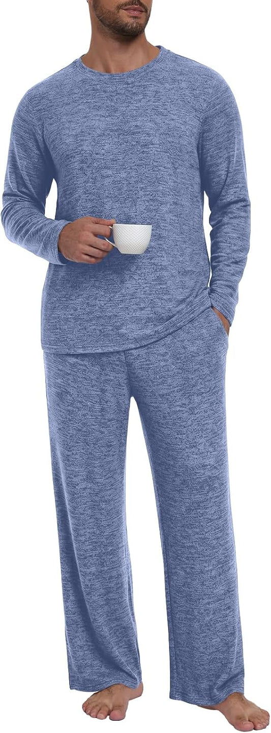 Yincro Mens Pajama Sets Soft Comfy Sleepwear Casual Loungewear with Pockets