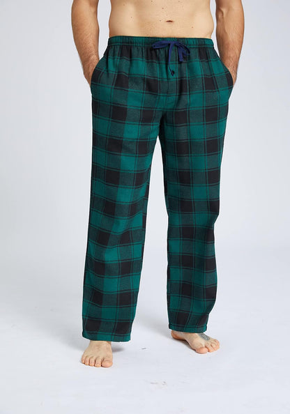 JupiterSecret Mens Pajama Pants Set Flannel Cotton Sleep & Lounge Pants 3 Pack, PJ Bottoms with Pockets and Button Fly