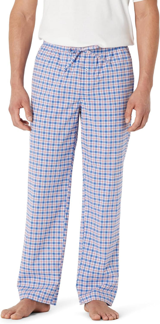 Amazon Essentials Men's Cotton Poplin Straight-Fit Pajama Pants with Pockets, Elastic Waist, Drawstring