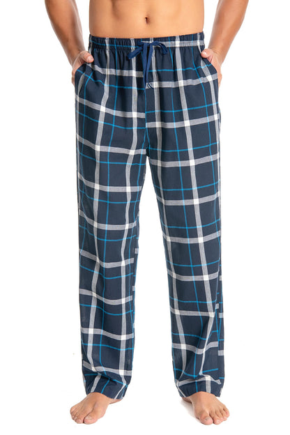 Jveyvth Mens Pajama Pants 100% Cotton Plaid Sleep & Lounge Pants, PJ Bottoms with Pockets and Button Fly