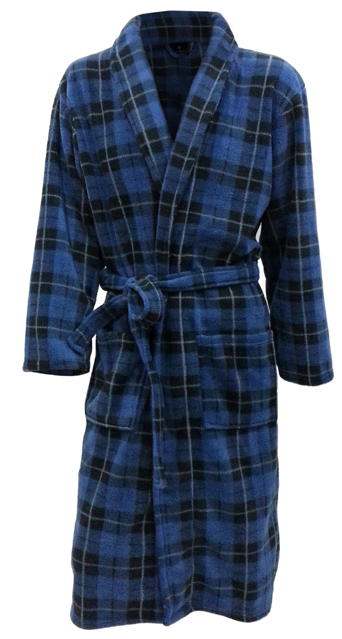 John Christian Men's Fleece Robe Blue Tartan