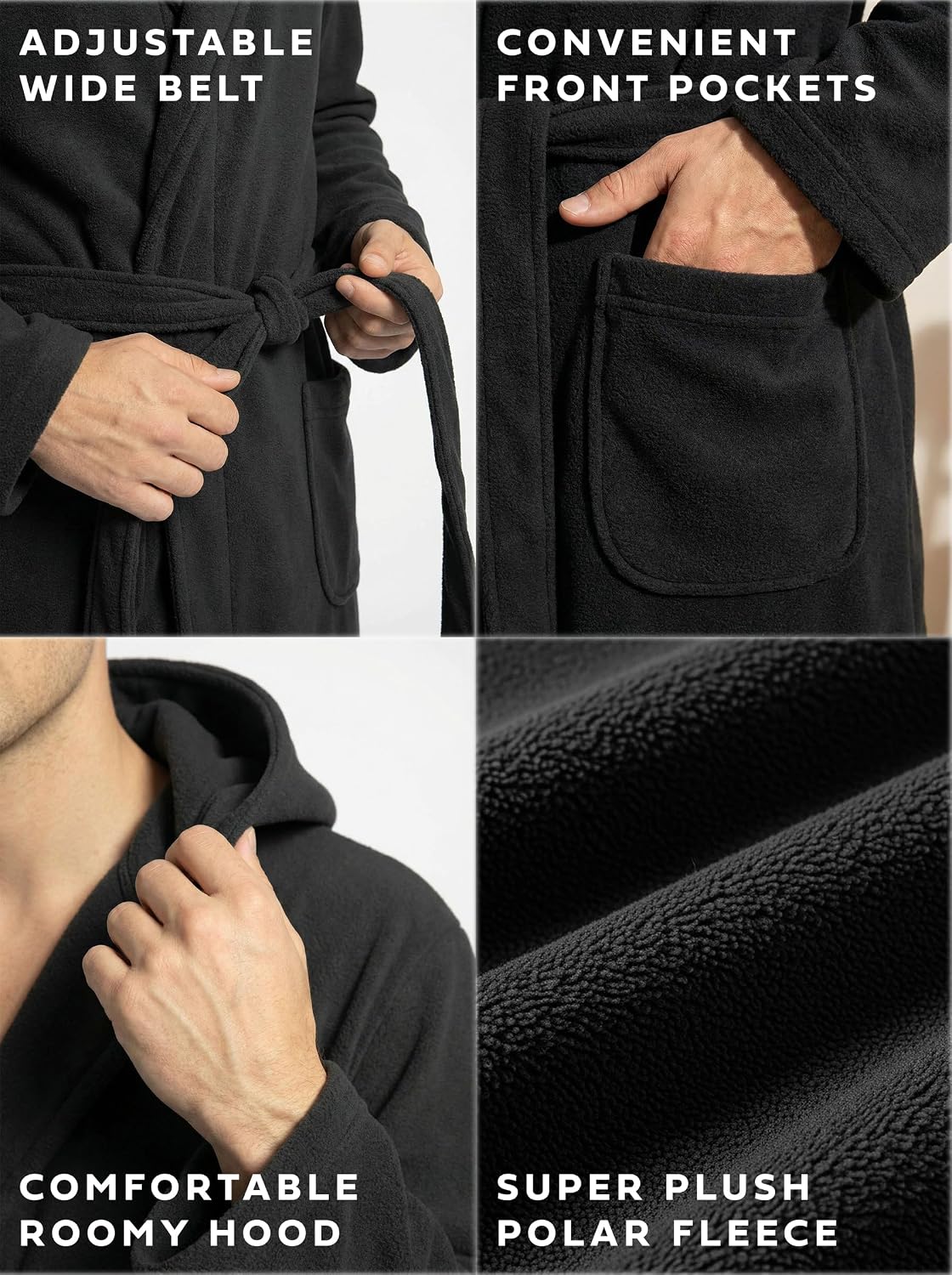 Andrew Scott Men's Hooded Plush Fleece Bathrobe | Ultra Soft Long Spa Robe | Ultimate Comfort & Warmth | Multi Packs Colors