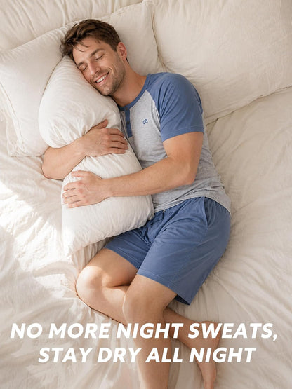 DAVID ARCHY Men's Bamboo Rayon Cooling Pajama Set, T-Shirt and Shorts