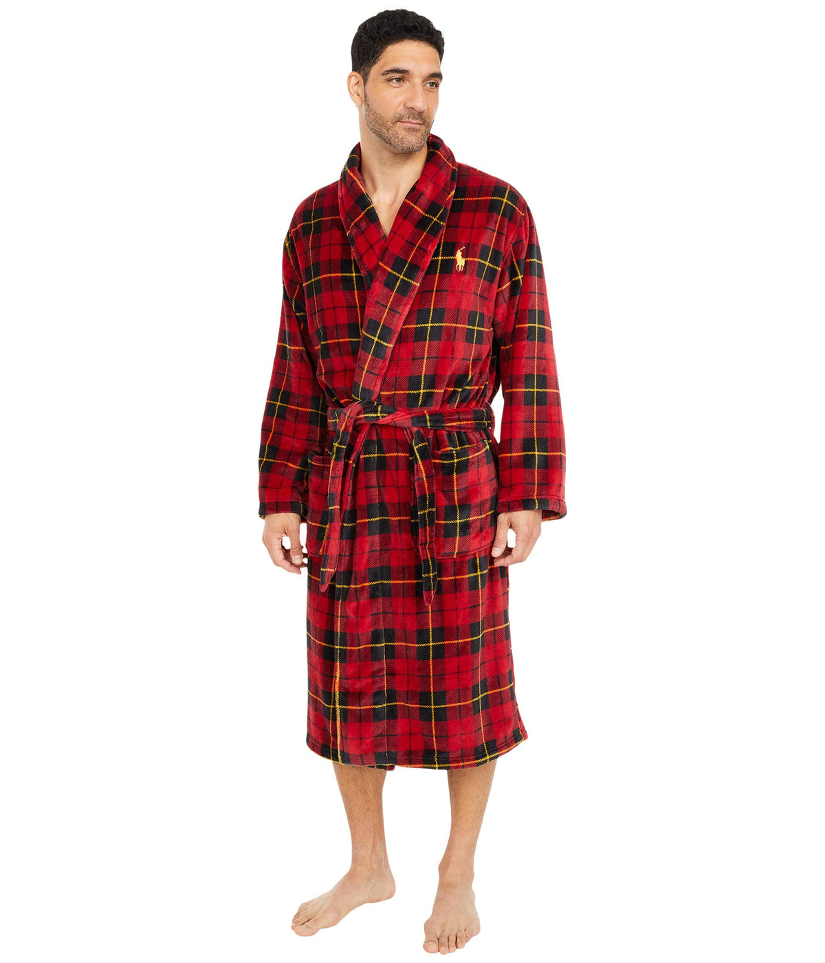 POLO RALPH LAUREN Microfiber Plush Long Sleeve Shawl Collar Robe