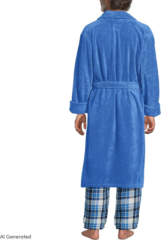 Lands' End Men's Calf Length Terry Robe