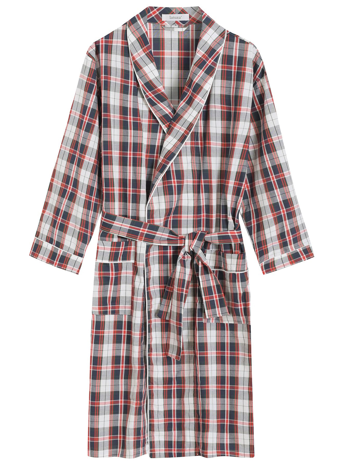 Latuza Men's Woven Cotton Robe Long Sleeves Bathrobe