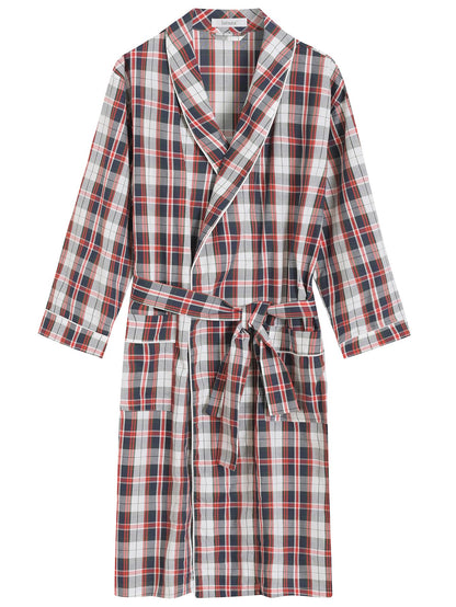 Latuza Men's Woven Cotton Robe Long Sleeves Bathrobe