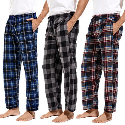 DG Hill 1Pack or 3Pack Mens PJ Pajama Pants Bottoms Fleece Lounge Pants Sleepwear Plaid PJs with Pockets Microfleece