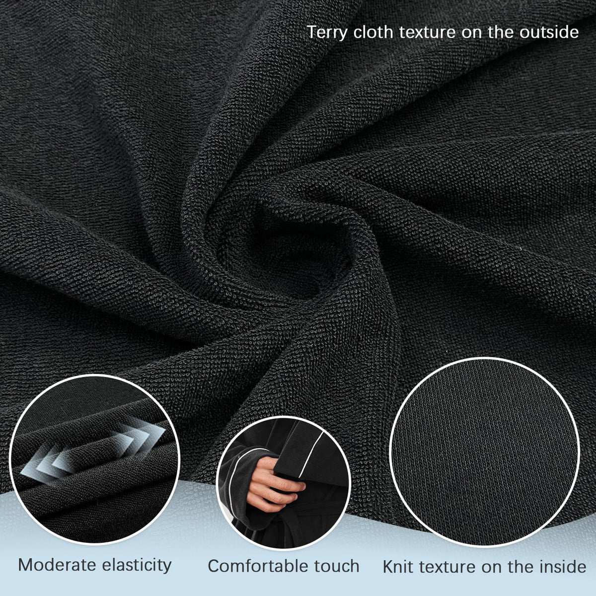 U2SKIIN Mens Bathrobes 100% Cotton Terry Cloth Robe, Soft Lightweight Long Spa Bathrobe for Men