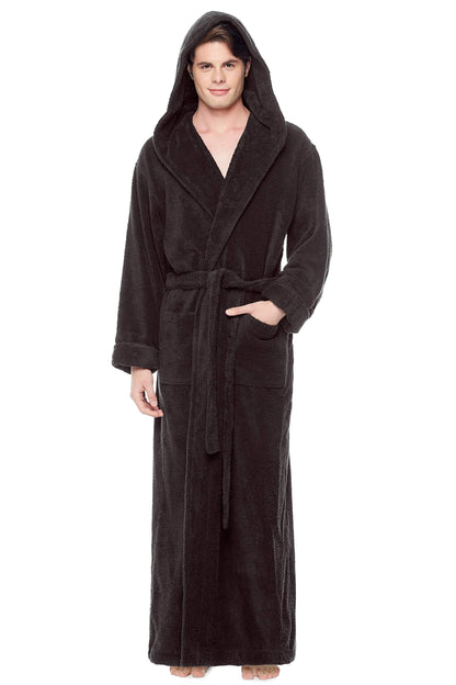 Arus Men's Hood'n Full Ankle Length Hooded Turkish Cotton Bathrobe