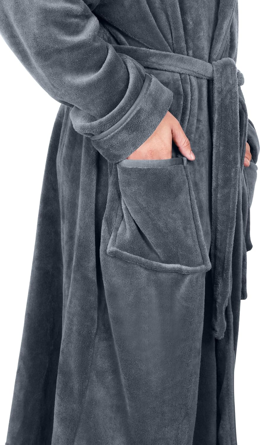 Luxury Ultra Soft Mens Robe with Hood Plush Fleece Long Bathrobe