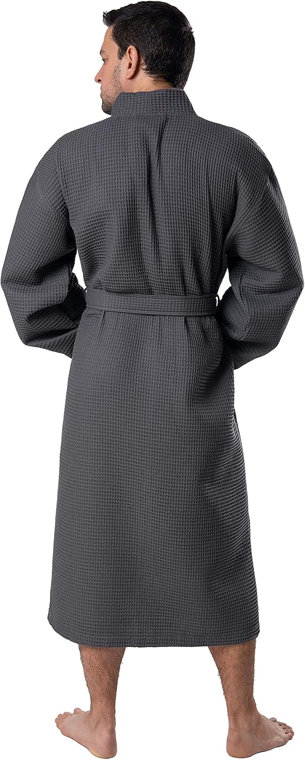 BAGNO MILANO 100% Turkish Cotton Waffle Men's Bathrobe, Soft Spa & Hotel