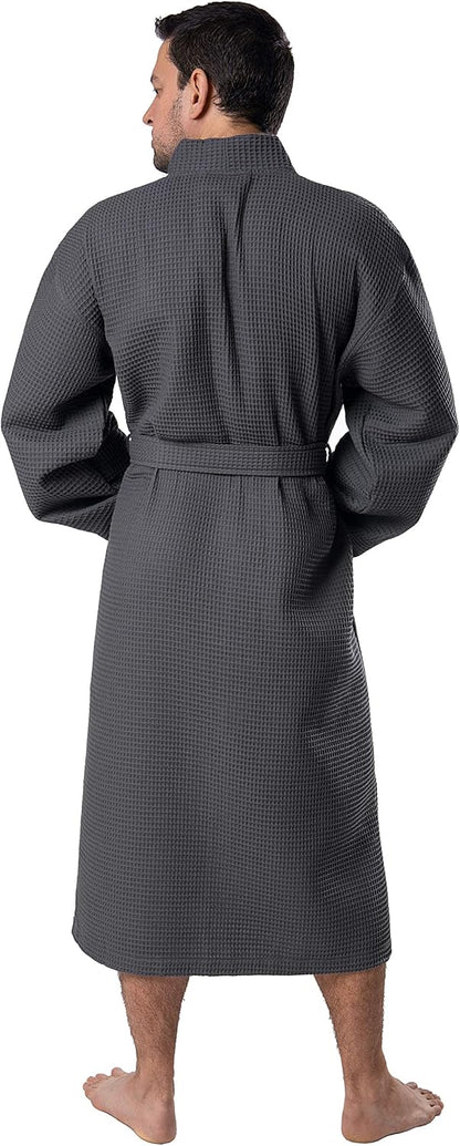 BAGNO MILANO 100% Turkish Cotton Waffle Men's Bathrobe, Soft Spa & Hotel