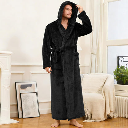 U2SKIIN Mens Robe with Hood, Full Length Thick Plush Big & Tall Bathrobe