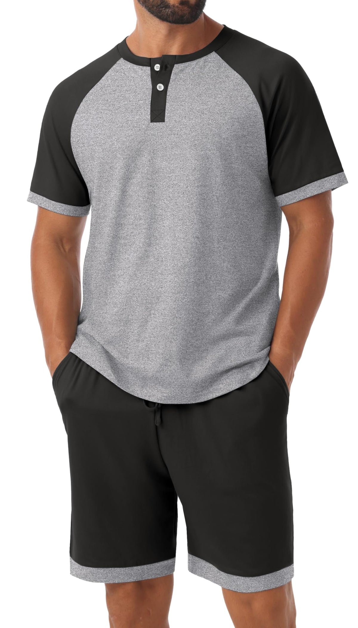 Men's Henley Pajama Sets 2 Piece Lounge Sleepwear Soft Sleep Summer Pjs
