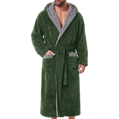 GIISAM Mens Robes Soft Fleece Plush Warm Hooded Thick Heavy Cozy House Coat