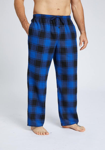 JupiterSecret Mens Pajama Pants Set Flannel Cotton Sleep & Lounge Pants 3 Pack, PJ Bottoms with Pockets and Button Fly