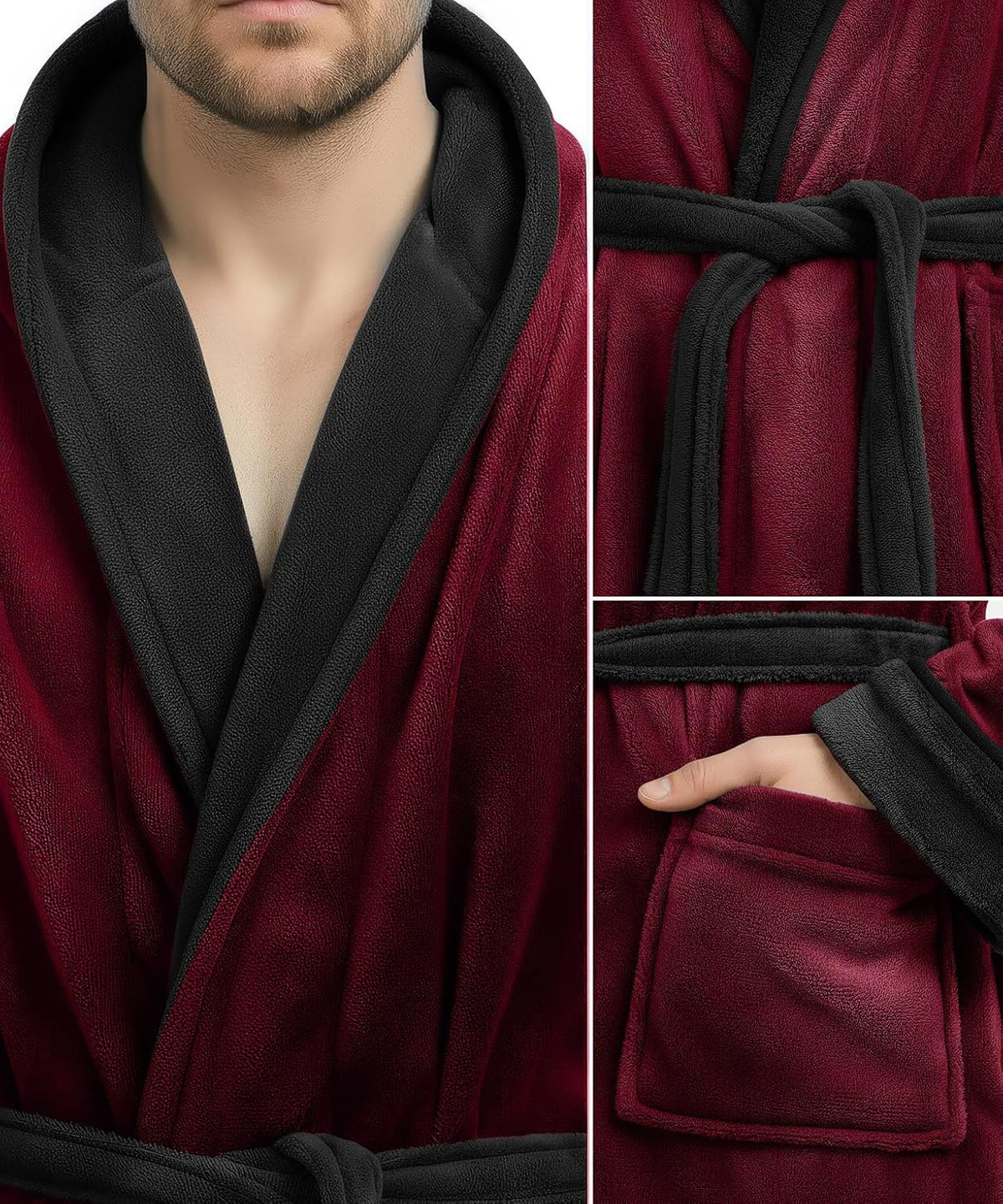 Luxury Ultra Soft Mens Robe with Hood Plush Fleece Long Bathrobe